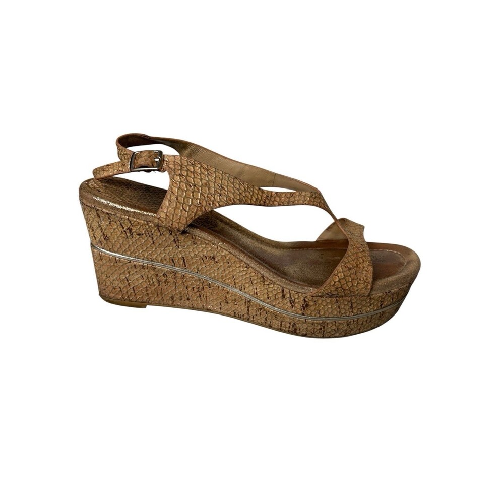 Donald J Pliner Womens Wedge Sandal Tan Slingback Size 8M
